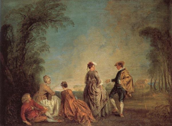 Jean-Antoine Watteau An Embarrassing Proposal France oil painting art
